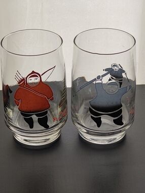Vintage | Germaine Arnaktauyok Inuk Artist |  2 Designs | Glass Tumblers